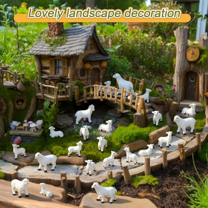 Soulchen 50 Pcs Mini Sheep Resin Figurine Bulk Miniature Lamb Figure to Hide Animals Statue Landscape Little Shepherd Decor for Mini DIY Garden Party Outdoor Indoor Home Decor Christian Gifts - style: Lamb