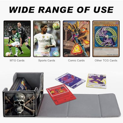Card Game Storage Box TCG Deck Box MTG Card Box Organizer Trading Card Case Commander Deck Box TCG Card Storage Box Magnetic Closure Creative Pattern Up to 200 Cards, A Skull On A Wood - color: A Skull On A Wood