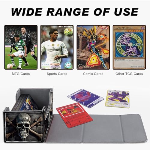 Card Game Storage Box TCG Deck Box MTG Card Box Organizer Trading Card Case Commander Deck Box TCG Card Storage Box Magnetic Closure Creative Pattern Up to 200 Cards, A Skull On A Wood - color: A Skull On A Wood