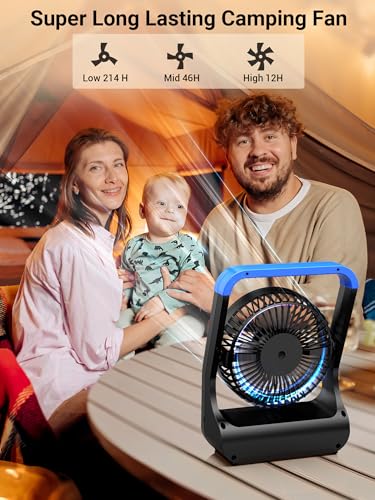 Gazeled Battery Operated Fan, Camping Fan Battery Powered, Super Long Lasting, 5'' Portable D-Cell Battery Powered Desk Fan with Timer, 3 Speeds, Quiet, 180° Rotation, for Office,Bedroom,Outdoor, F24 - color: Blue