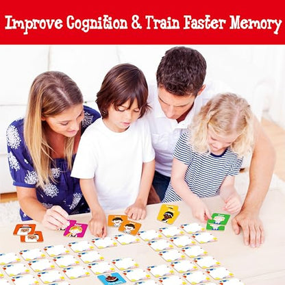 Hebayy 72 PCS Memory Matching Game, 36 Pairs Difference Face Memory Cards Never Forget A Face Matching Game, Educational Learning Toys for Preschool 3 4 5 6 Years Old - style: Difference Face