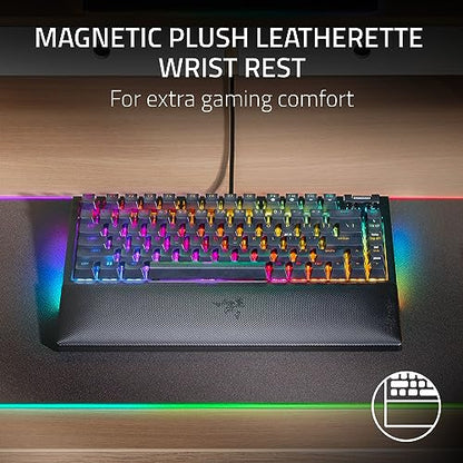 Razer BlackWidow V4 75% Mechanical Gaming Keyboard: Hot-Swappable Design - Compact & Durable - Orange Tactile Switches - Chroma RGB - MF Roller & Media Keys - Comfortable Wrist Rest - Black (Renewed) - color: black / black