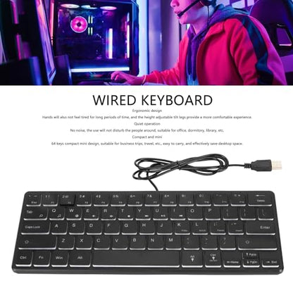 RGB Backlit Gaming Keyboard, Compact Small Keyboard for PC Laptop with Quiet, Ergonomic Design Plug and Play
