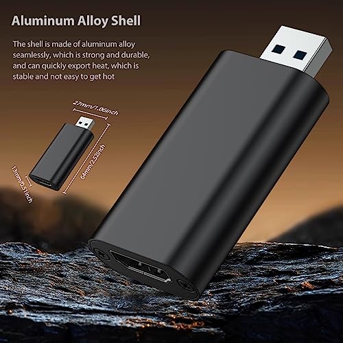 4K HDMI to USB 3.0 Video Capture Card, 4K Cam Link Card Game Capture Card Adapter Screen Record Capture Device for Streaming, Gaming, Video Conference, Teaching, Live Broadcasting