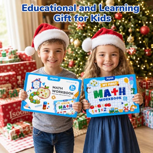 JoyCat Math Busy Book for Toddlers Reusable Preschool Workbook for Ages 3–8 | with 10 Dry-Erase Markers, Number Tracing & Counting Activity Book for Kids, Kindergarten Learning Activities, Travel-Ready - style: 5. Math