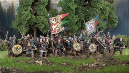 Wargames Delivered - Victrix 28mm Viking Miniatures Set with Bonus Miniature STL Download - 60 Hard Plastic Figures for Wargaming, Armored & Unarmored Warriors, Command, Shields, Weapons & Accessories