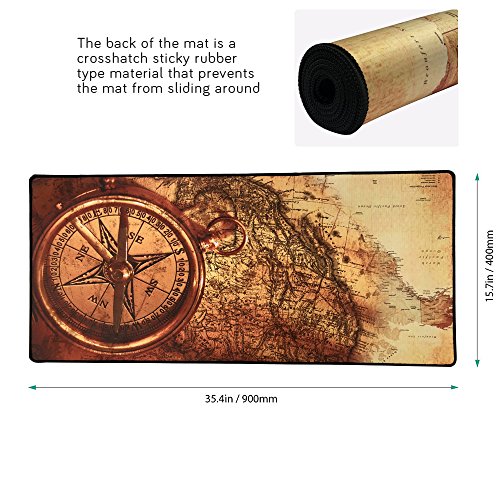 XXL Professional Large Mouse Pad& Computer Game Mouse Mat (35.4x15.7x0.1IN, Compass) - color: Compass, size: 35.4x15.7x0.1IN