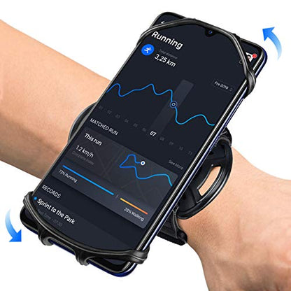 Wristband Running Phone Holder for iPhone 16/15/14/13/12/11/ Pro/X/8 Plus/8/7, 360°Rotatable with Key Holder, Sports Wristband for Samsung Galaxy and All 4''-6.5''Phones (Non-Removable-S)