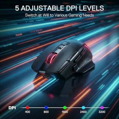Redragon M925 PRO Wireless RGB Gaming Mouse 26000 DPI Remapping Keys | Cable-Free 0 Delay, Redefine Keybinding Macro, Vibing Backlight, Ergonomic Grip Body Comfort - size: Standard, style: Wireless