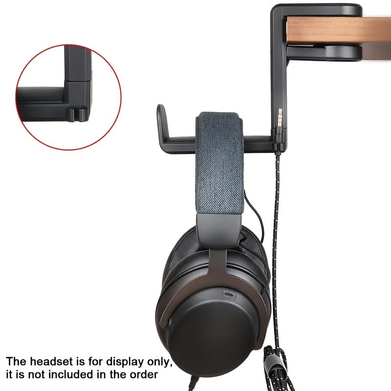 No Drill Under Desk Headphone Hanger, 360 Degree Rotatable Foldable Headset Stand Holder