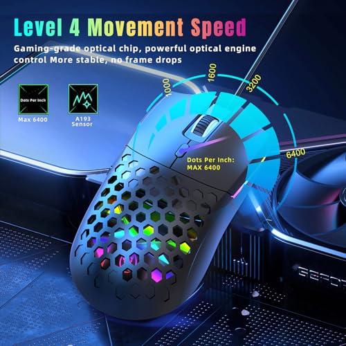 Zopsc Gaming Mouse Wired, RGB Backlit Ergonomic 6400DPI Optical, Lightweight Computer Gaming Mouse, Colorful LED Lighting for PC Laptop Work, Black - color: S500 Black