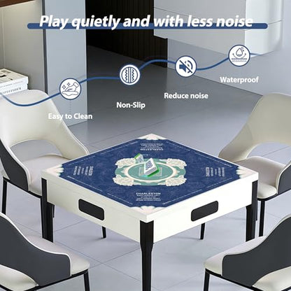 Mahjong Mat with Rules for Table, Noise Reduction & Anti-Slip Mahjong Mat (31.5" x 31.5") for Playing American Mahjong, Poker, Cards, Board Games & Dominoes
