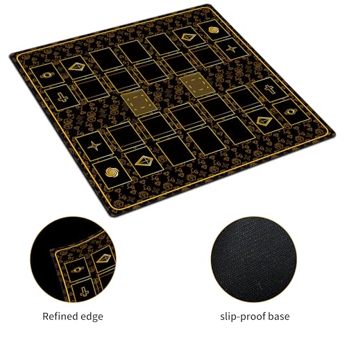 Stitched for Yugioh Playmat, 2-Player, Master Rule Duel Field Zones, Large Card Game Mat, Original Art Designs & Accessories (Golden) - color: Golden