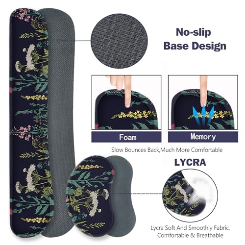 ToLuLu Extended Gaming Mouse Pad, Memory Foam Ergonomic Keyboard Mouse Wrist Rest Support Set, Large Desk Mat with Stitched Edges, Non-Slip Base Mousepad for Home Office Game, Weeds Plants - color: Weeds Plants