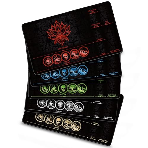 MTG Playmat 5 Pack with Zones – Lotus Sketch Collection, 24x14 Card Game Mat for Magic The Gathering, Stitched Edge, Non-Slip Rubber Base, 5 Prismatic Playmat Tubes – Lotus Sketch 5-Pack - color: Lotus Sketch 5-pack