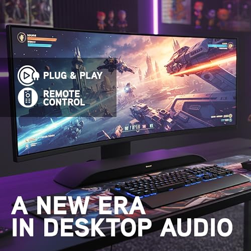 BlueAnt Soundblade Under-Monitor Soundbar, 120W 2.1 Channel Desktop Speaker with USB-C & Bluetooth 5.3 for PC, Mac, Gaming, Music and Streaming, Charcoal