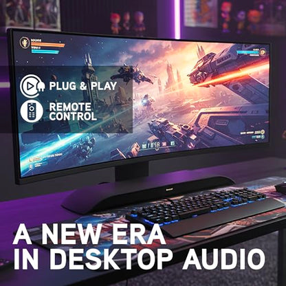 BlueAnt Soundblade Under-Monitor Soundbar, 120W 2.1 Channel Desktop Speaker with USB-C & Bluetooth 5.3 for PC, Mac, Gaming, Music and Streaming, Charcoal