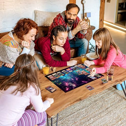 MTG Playmat with Storage Tube & 7-Dice Set - Waterproof TCG Playmat with Stitched Edges, Non-Slip Rubber Card Game Mat (24"x14") (playmat with Zones, Purple fluorescence2) - color: Purple Fluorescence2, style: playmat with zones