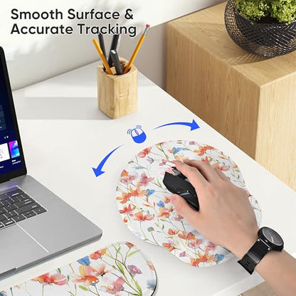 3 PCS Computer Mouse Pads for Desk with Coaster Set, Non-Slip Keyboard Wrist Rest and Mouse Pad Set, Ergonomic Design (YKMWR-52) - color: Ykmwr-52