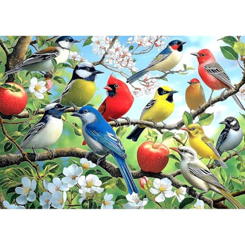 Flowers Birds 1000 Piece Puzzle for Adults Unique Puzzles for Adults 1000 Pieces Hummingbird Jigsaw Puzzles 1000 Pieces Family Challenging Puzzle (27.5"x19.6") - color: Flowers Birds-colorful