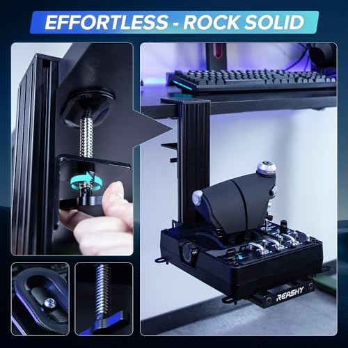 Reashy Hotas Mount, Joystick Mount, Aluminum Flight Stick Desk Mount for Logitech X56, X52, X52 Pro, Thrustmaster T.1600M, TCA, T.Flight Hotas One, 4, X, Airbus, VKB Gladiator Nxt - color: Interstellar Black