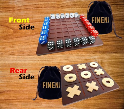 Dual Sides Battle & TicTacToe - Wooden Coffee Table Game for 2-4 Players - color: Dual(2~4)/Brown