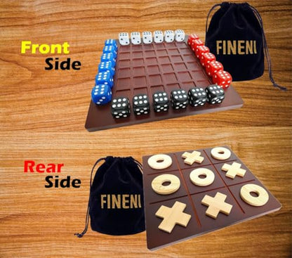 Dual Sides Battle & TicTacToe - Wooden Coffee Table Game for 2-4 Players - color: Dual(2~4)/Brown