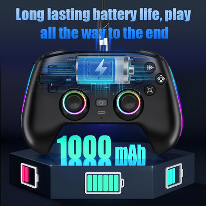 Wireless Pro Controller For PS5/PC/MAC/iOS/Android/Steam Deck, Gamepad with RGB Lights/Hall Effect Joystick Trigger/Vibration/switchable microphone/Programmable/Headset Jack/Touchpad/Replaceable Magnetic Panel (Black) - color: Black