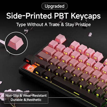 EWEADN V80 Wired TKL RGB Gaming Keyboard, 80% Compact Layout with PBT Keycaps, Whisper Quiet Membrane Switch, 26-Key Anti-Ghosting, Ergonomic Computer Keyboard for Laptop PC Gamer - BlackBerry Pink - color: BlackBerry Pink