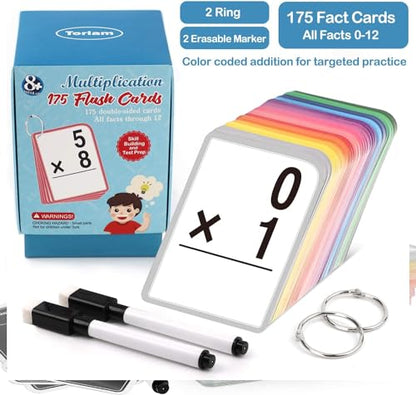 Multiplication Flash Cards for 3rd Grade – 175 Math Flash Cards – Times Table Flash Cards – All Facts 0-12 Color Coded – Multiplication Games, 1st 2nd 4th 5th 6th Grade - style: Multiplication Flash Cards