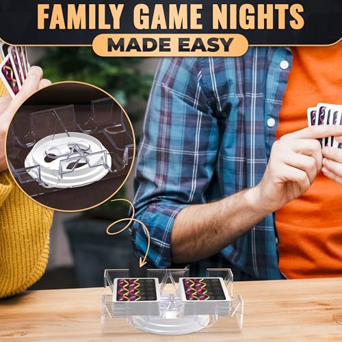 Playing Cards Holder Rotating 360° – Compact Plastic Playing Card Tray for Easy Access 2 Decks with Smooth Rotation | Organizes Multiple Decks for Canasta, Poker & More, Durable with Smooth Rotation - size: 2 Decks