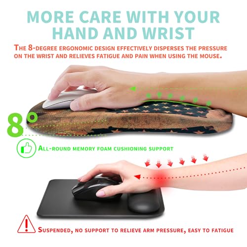 Ergonomic Mouse Pad Wrist Support with Memory Foam Massage Bulge, Carpal Tunnel Pain Relief Mousepad Wrist Rest for Mouse(12x8 inch, USA Flag Map) - color: Kg028-usa Flag Map