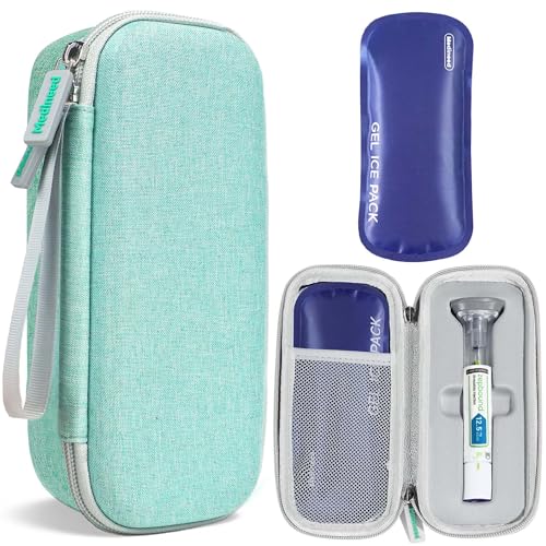 Portable Insulated Cooler Travel Case Fits 1 Zepbound Injector Pens, Tirzepatide Travel Case TSA Approved with 1PCS Reusable Ice Packs, EVA Medicine Organizer for Daily Use (Green,Small) - color: Green-Small