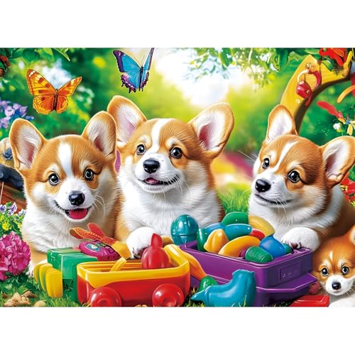 300 Pieces Dog Puzzles for Adults, Puppy and Toys Puzzle for Adults Children Seniors, Retro Style Puzzle 300 Pieces, Gift for Birthday, Home Decor, Fun for Family Entertainment(20.5 * 15 in) - style: Happy Dogs