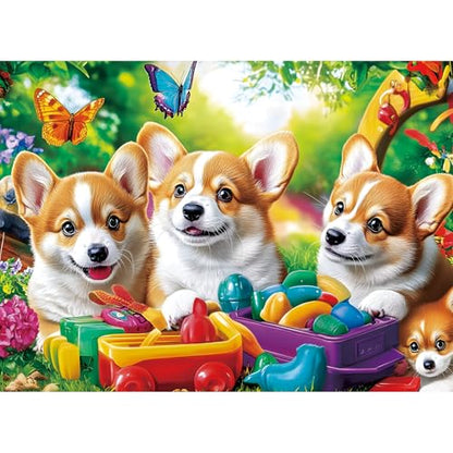 300 Pieces Dog Puzzles for Adults, Puppy and Toys Puzzle for Adults Children Seniors, Retro Style Puzzle 300 Pieces, Gift for Birthday, Home Decor, Fun for Family Entertainment(20.5 * 15 in) - style: Happy Dogs