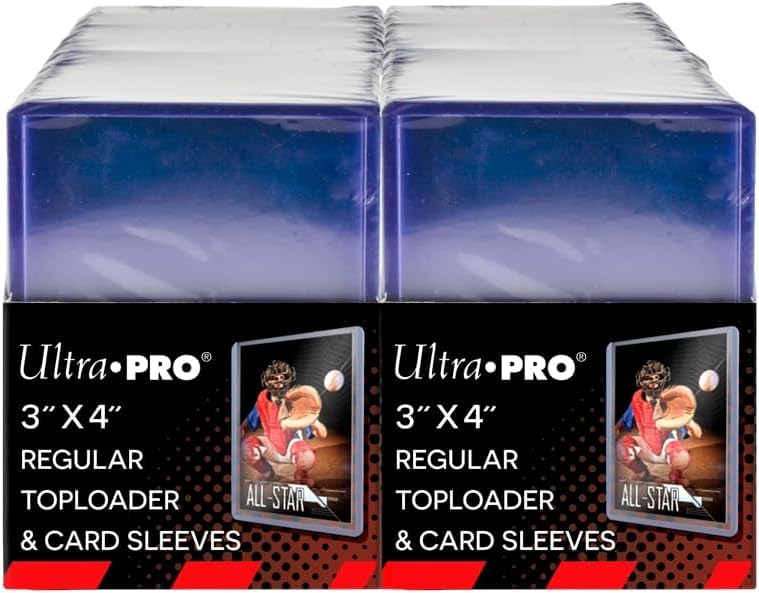 Ultra PRO 3" x 4" Clear Regular Toploaders for Cards with Card Sleeves Bundle Standard Size 300ct Trading Baseball Toploader Card Sleeve Protectors
