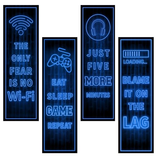 Eat Sleep Game Wall Decals Glow in The Dark, Gamer Controller Stickers Decor for Boy Bedroom, Joystick Video Gaming Kids Playroom Nursery Decoration (Blue) - color: Luminescent-016wsxx-blue