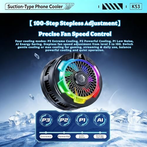 Magnetic Phone Cooler for Gaming, Cell iPhone Cooling Fan Hot Weather, Portable RGB Mobile Enfriador para Celular Case, Ventilador para Telefono ipad Keep Phone Cool, for iPhone/Android Series Phone