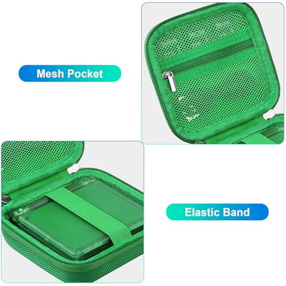 BOVKE Carrying Case Compatible with Anbernic RG35XXSP / RG34XX SP Handheld Game Console, Clamshell Retro Games Consoles Flip Hand-held System Holder with Mesh Pocket for Cables and Accessories, Green - style: Green Case