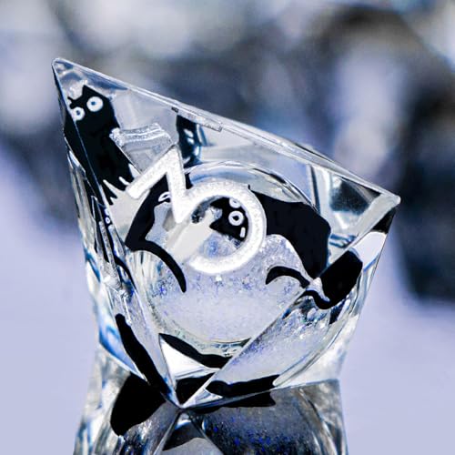 DND Cat Dice Set Silvery White Sharp Edge Dice with Box, RPG D and D Dice Dungeons Dragons Role Playing Game Polyhedral Resin Dice Set D20 D12 D10 D8 D6 D4 - color: Silver White