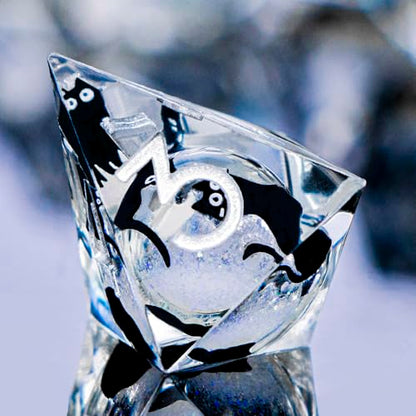 DND Cat Dice Set Silvery White Sharp Edge Dice with Box, RPG D and D Dice Dungeons Dragons Role Playing Game Polyhedral Resin Dice Set D20 D12 D10 D8 D6 D4 - color: Silver White