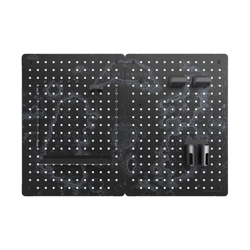 Blizzard Wow Official Licensed Heavy Duty Metal Pegboard 2 Pack Peg Board | Black Pegboards Wall & Desktop Organizer, Pegboard Panels with 7 Kinds of Accessories, Map of Azeroth, 22.8 * 16.6in - size: 22.8" * 16.6"-2 Pack