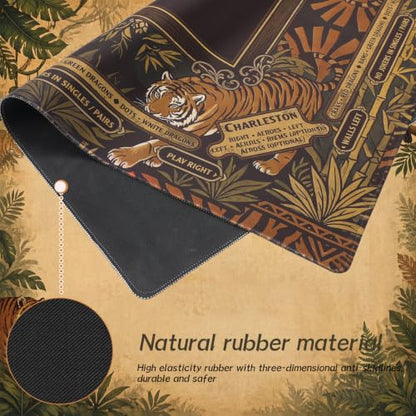 Drydiet Mahjong Mat for Table 31.5 x 31.5 Inch American Mahjong Mat with Carrying Bag, Non-Slip Noise Reduction Table Item for Family Poker Domino Board Game Night & Party Use(Tiger) - style: Tiger