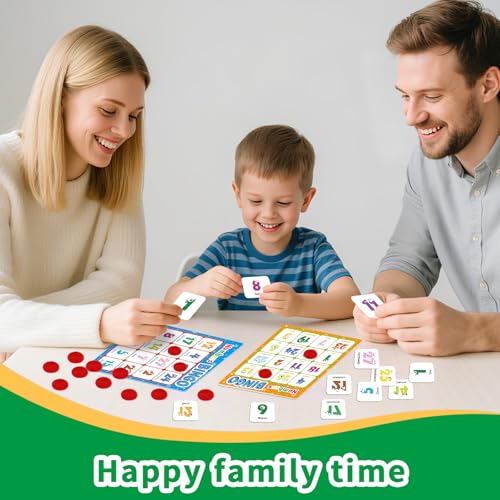 Spanish Alphabet Bingo Game, Letter&Number Sight Word Bingo Board Games for Kids, ABC and 123 Learning Toys for Kindergarten, Toddler Preschool Learning Activities, Family Matching Games - style: Spanish