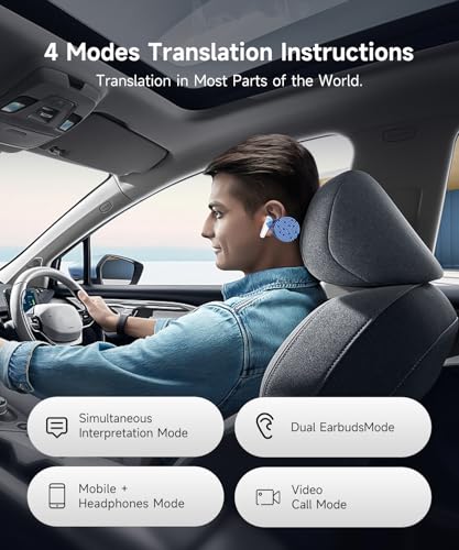 AI Translation Earbuds 198 Language Translator Earbuds Wireless Earbuds 2026 Sport Bluetooth Headphones Stereo Earphones with ENC Mic Wireless Earphones in Ear Earbuds with Dual LED Display（White） - color: off-white