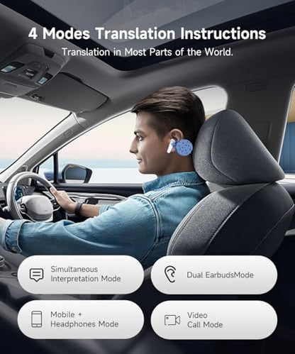 AI Translation Earbuds 198 Language Translator Earbuds Wireless Earbuds 2026 Sport Bluetooth Headphones Stereo Earphones with ENC Mic Wireless Earphones in Ear Earbuds with Dual LED Display（White） - color: off-white