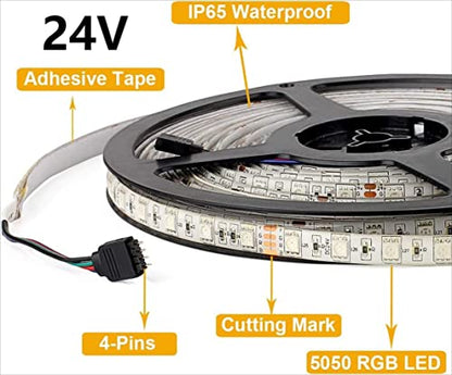 SUPERNIGHT RGB LED Strip Lights Waterproof, 32.8 FT 10M 600LEDs | SMD 5050, Color Changing, Flexible, for Bedroom, TV Back Lighting, Christmas, Halloween Day, Not Include Power Adapter - size: 32.8 FT