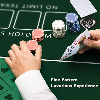 YUZPKRSI 70 x 35 Inch Poker Mat, 8 Players Texas Hold'em Poker Rubber Mat Poker Topper for Tables, Folding Portable Poker Table Top Layout w/Carrying Bag for Poker Games, Blackjack, Casino - color: 70 X 35 Inch-green