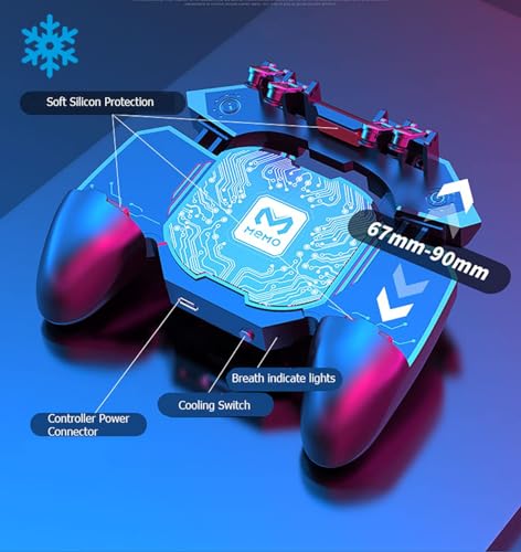 11 in 1 PUBG Mobile Phone Game L2R2 Controller w/ Semiconductor Cooler | No Built-in Battery, Cell Phone 4 Gaming Triggers Gampad Grip for PUBG/Call of Duty/Apex/Fortnitee/Free Fire