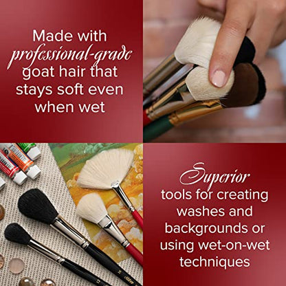 Silver Brush SMS-5599S Silver Mop Short Handle Multi Media Brush Set, 4 Per Pack - color: Mop Variety Set, size: 4 Pc